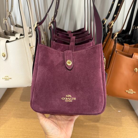 COACH Hadley Mini Crossbody Bag CDB00 Suede/Gold Maroon NWT - Picture 1 of 7